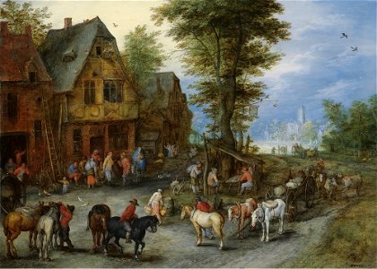 Jan Brueghel de Oude - Een dorp landschap