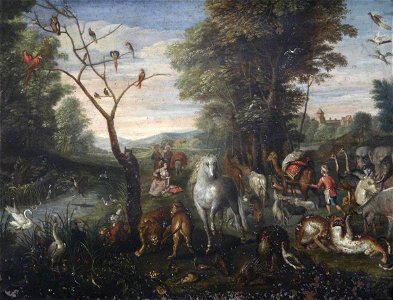 Jan Brueghel the elder (1568-1625) (after) - The Animals Foregathering to Enter the Ark - 987414 - National Trust