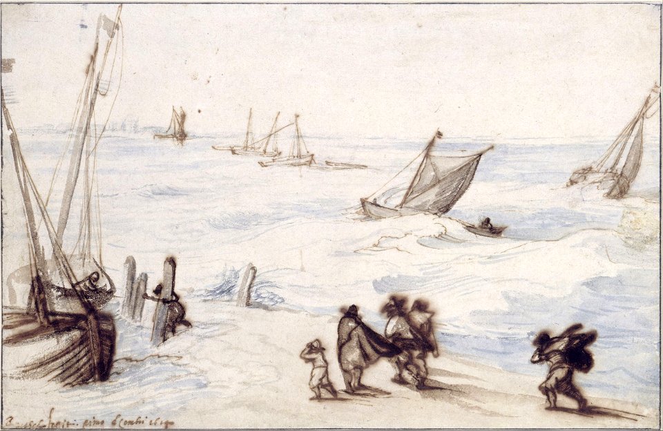 Jan Brueghel the Elder - Beach with sailboats and stormy sea - Google Art Project