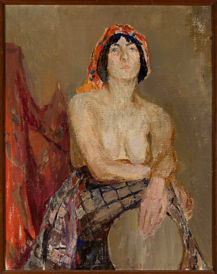 Jan Ciągliński - Study of a female model with a drum - MP 1813 MNW - National Museum in Warsaw