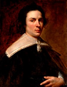 Jan Cossiers - Portrait of a gentleman, half-length, in a black coat and lace collar