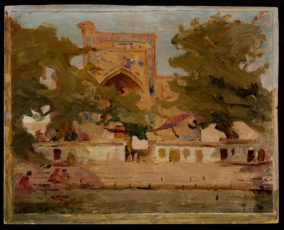 Jan Ciągliński - Old Bukhara – mosque on the lake. From the journey to Turkestan - MP 1726 MNW - National Museum in Warsaw