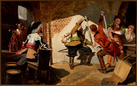 Jan Czesław Moniuszko - Duel in a tavern - 184602 MNW - National Museum in Warsaw. Free illustration for personal and commercial use.
