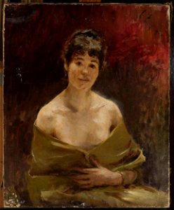 Jan Ciągliński - Study of a female model in green drapery - MP 1811 MNW - National Museum in Warsaw