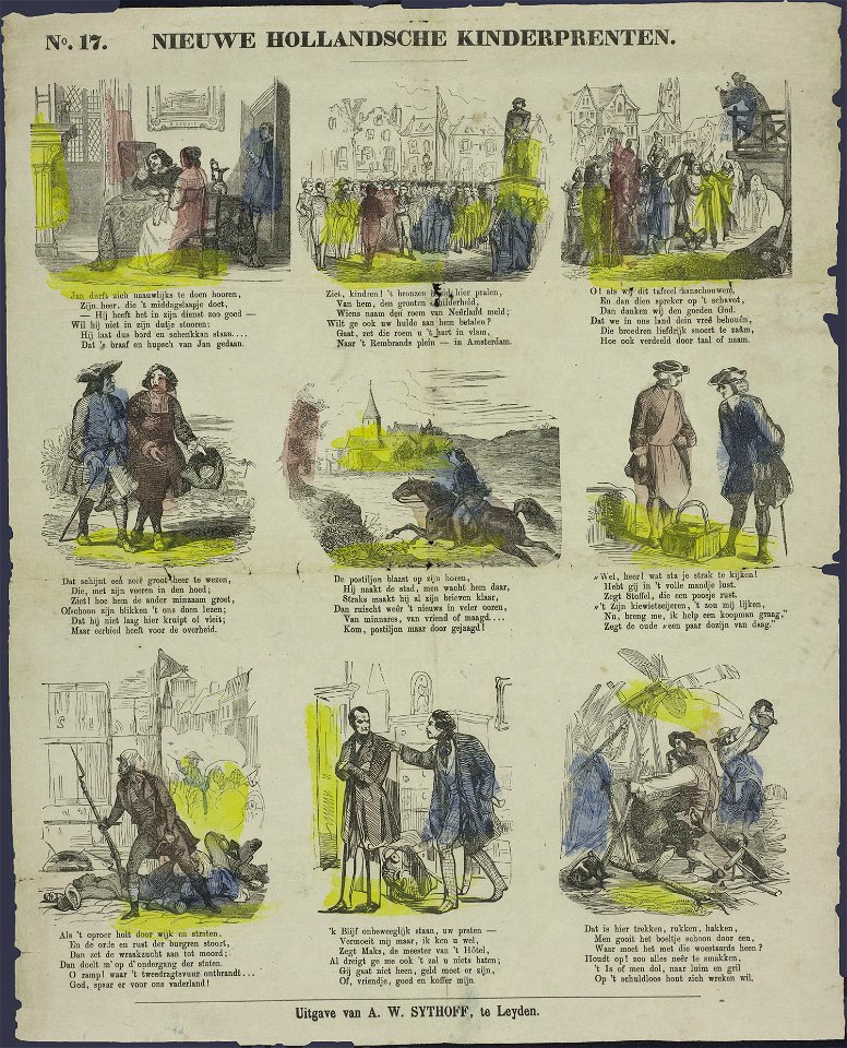 Jan durft zich naauwlijks te doen hooren, Zijn heer, die 't middagslaapje doet-Catchpenny print-PRENT 0168
