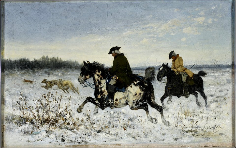 Jan Chełmiński - Hunting with greyhounds - MP 1937 MNW - National Museum in Warsaw