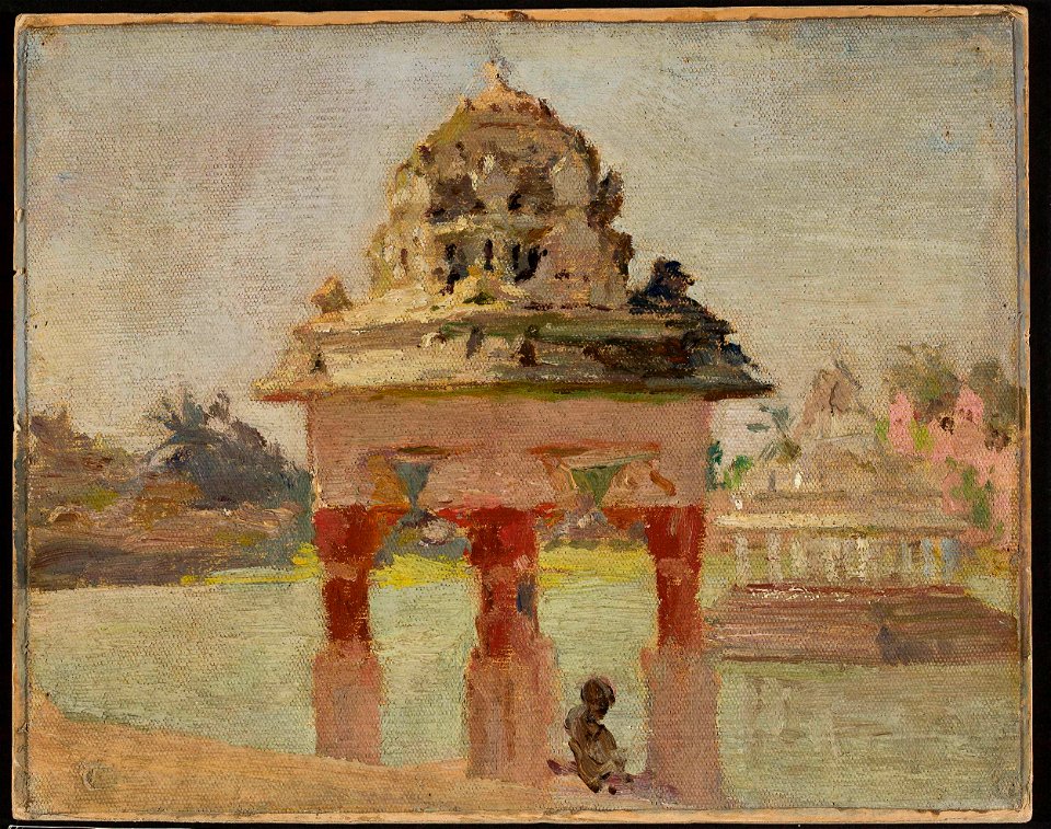 Jan Ciągliński - Madras – temple with the holy pond. From the journey to India - MP 1681 MNW - National Museum in Warsaw