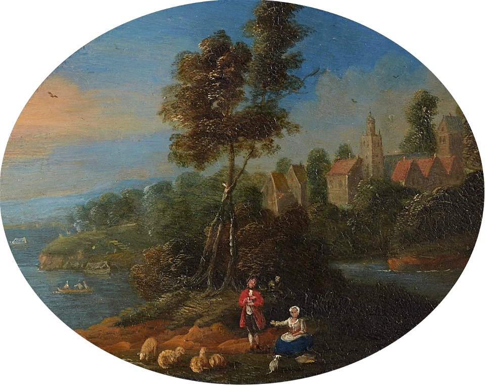 Jan Frans van Bredael (I) - Coastal Landscape with a Shepherd Couple