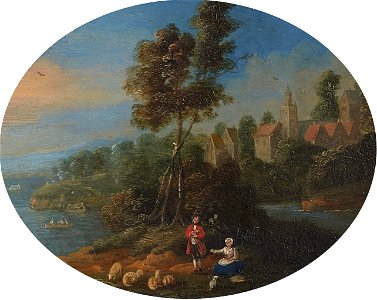 Jan Frans van Bredael (I) - Coastal Landscape with a Shepherd Couple