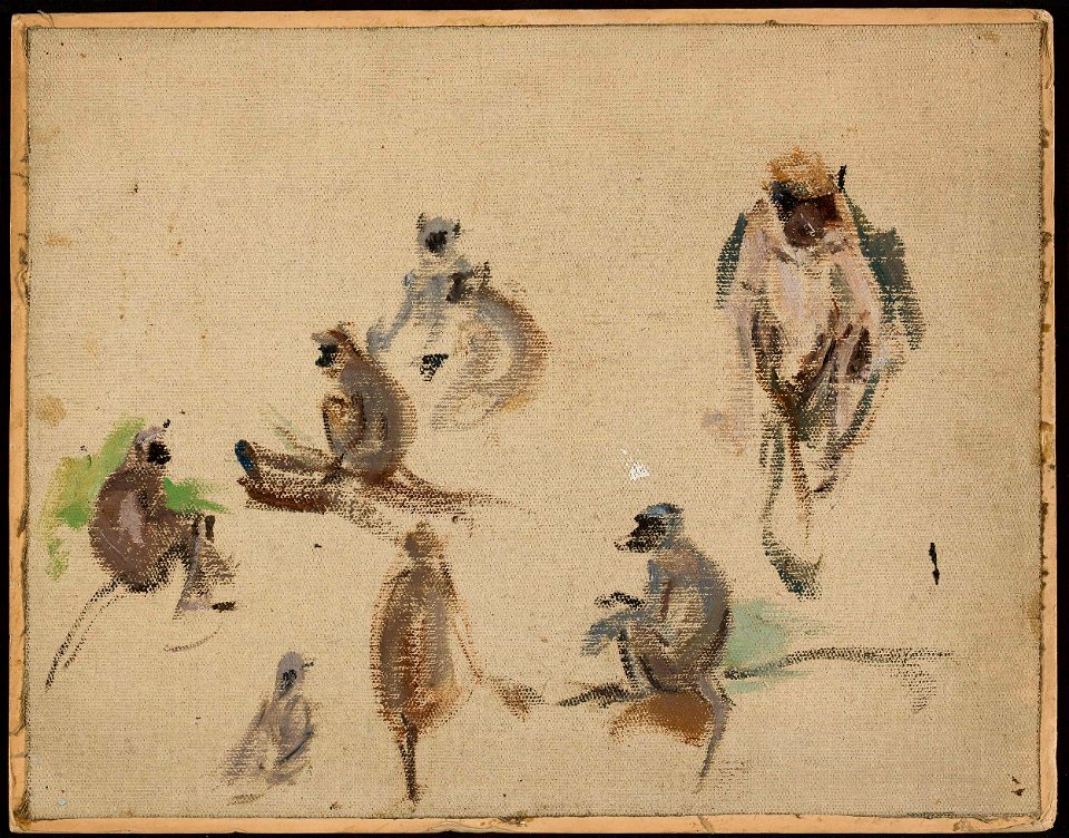Jan Ciągliński - Monkeys. From the journey to India - MP 1695 MNW - National Museum in Warsaw