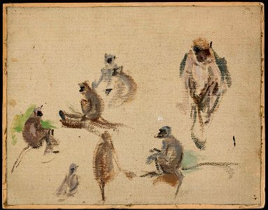 Jan Ciągliński - Monkeys. From the journey to India - MP 1695 MNW - National Museum in Warsaw