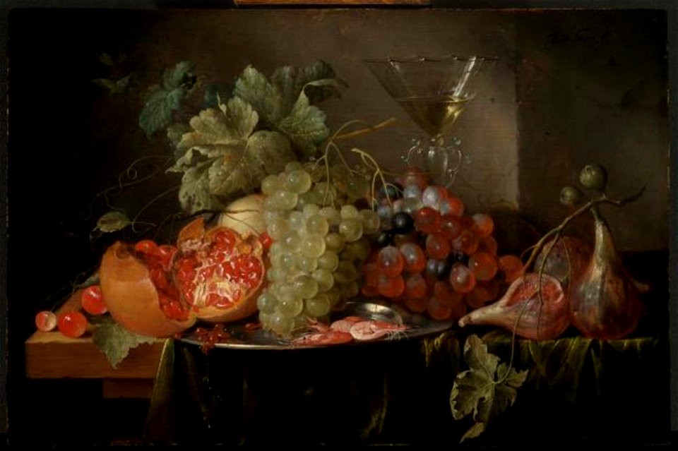 Jan Davidsz. de Heem - Vruchtenstilleven met een wijnglas - 362 - Staatliche Kunsthalle Karlsruhe