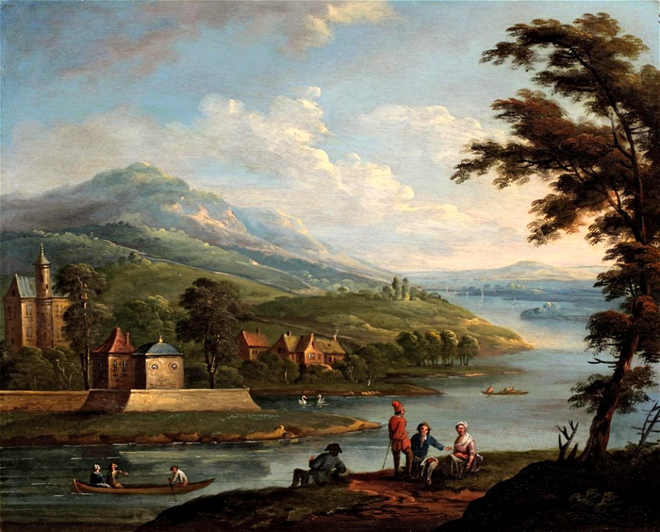 Jan Frans van Bredael - A River Landscape with a Fortress