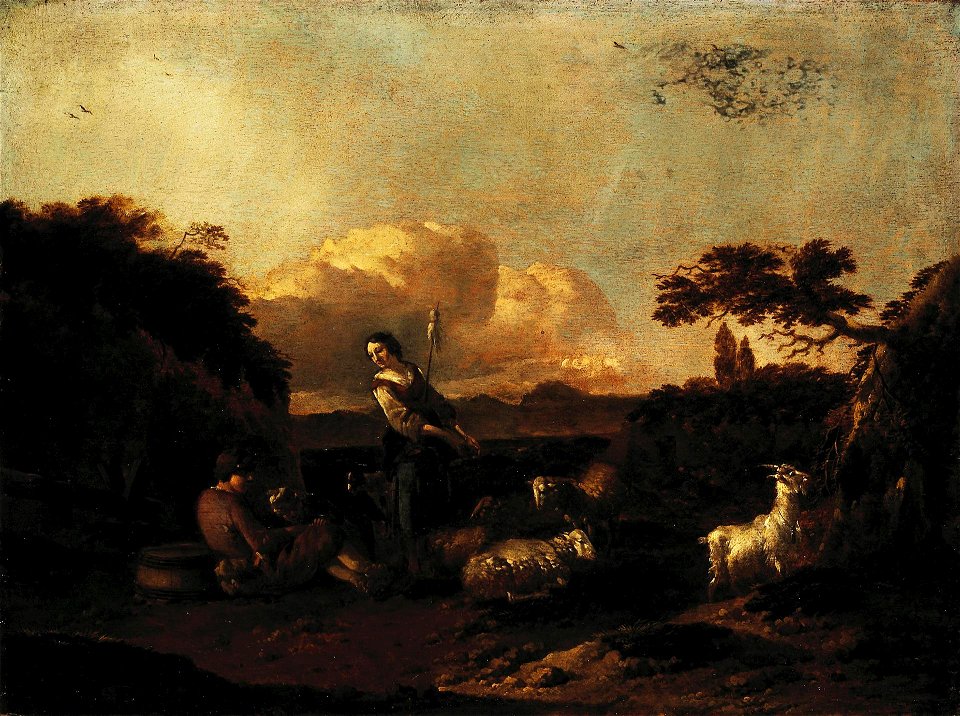 Jan Frans Soolmaker - Shepherdess and a Flock of Sheep