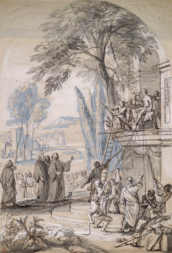 Jan Erasmus Quellinus (attr) Aufstellung einer Statue in einer Gebäudenische