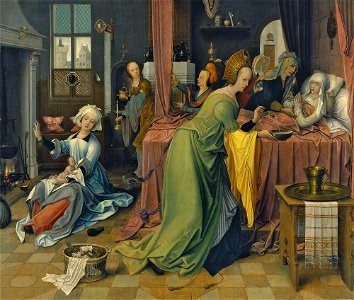 Jan de Beer - Birth of the Virgin - WGA1561. Free illustration for personal and commercial use.