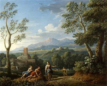 Jan Frans van Bloemen (1662-1749) - A Classical Landscape, with Figures Resting by a Road - 732185 - National Trust