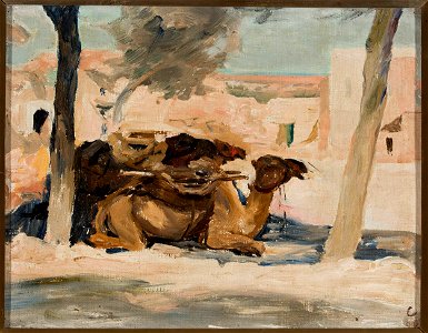 Jan Ciągliński - Camel. From the journey to Palestine - MP 5543 MNW - National Museum in Warsaw. Free illustration for personal and commercial use.