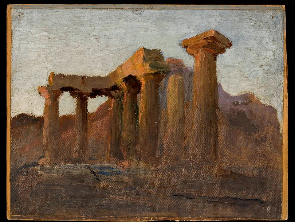 Jan Ciągliński - Temple of Apollo in Corinth at sunrise. From the journey to Greece - MP 1637 MNW - National Museum in Warsaw