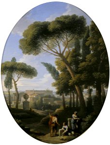 Jan Frans van Bloemen (1662-1749) - A Classical Landscape with a Traveller and Two Women Conversing, a Town in the Distance - 608998 - National Trust