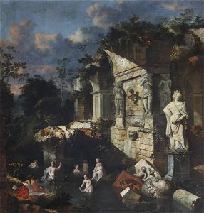 Jan Griffier I (c.1652-1718) - Classical Ruins with Diana and Nymphs Bathing - 653162 - National Trust
