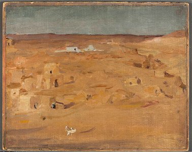 Jan Ciągliński - Graveyard in the desert. From the journey to Egypt - MP 1598 MNW - National Museum in Warsaw. Free illustration for personal and commercial use.