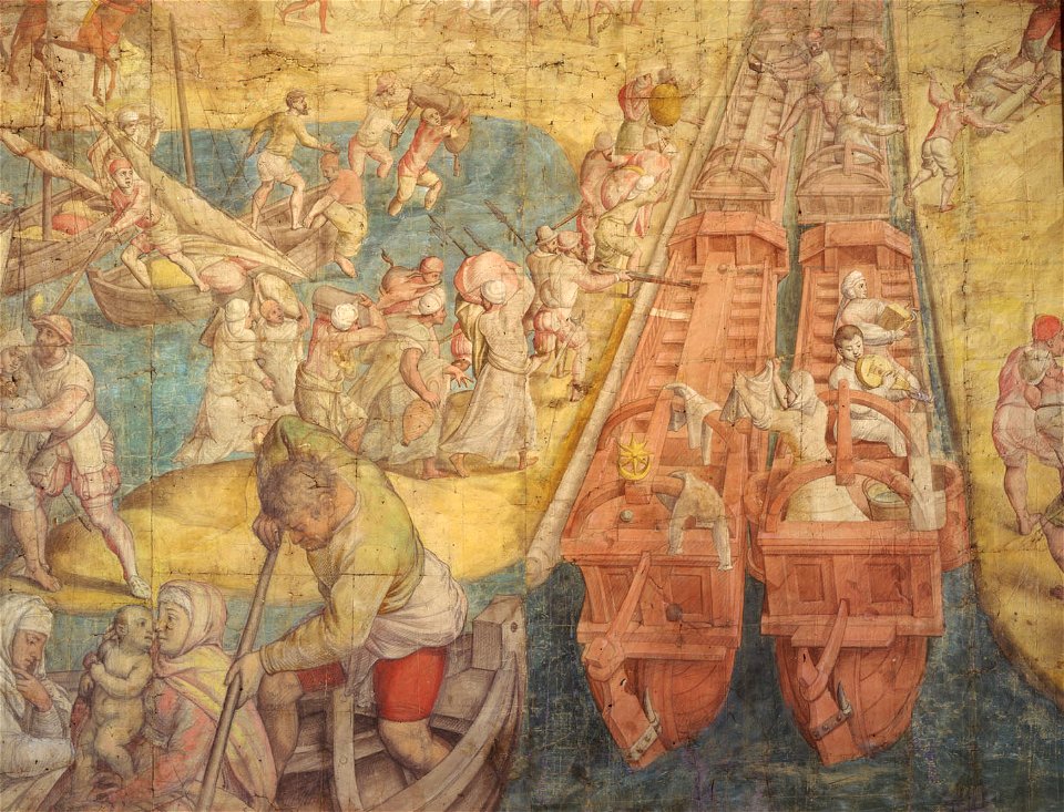 Jan Cornelisz Vermeyen, , Kunsthistorisches Museum Wien - Kriegszug Kaiser Karls V. gegen Tunis (1535), Abbruch des Lagers und Einschiffung zur Rückfahrt - GG 2047 - Kunsthistorisches Museum