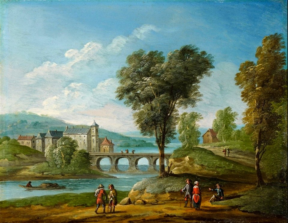 Jan Frans van Bredael (I) - Landscape with Castle and Bridge