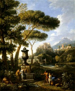 Jan Frans van Bloemen (1662-1749) (circle of) - A Classical Landscape with Five Figures Conversing by a Fountain Topped by a Figured Urn - 608989 - National Trust