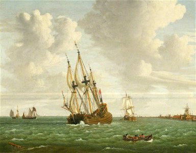 Jan Claesz. Rietschoof (1652-1719) - A Dutch Whaler Close-Hauled in a Breeze - BHC0946 - Royal Museums Greenwich
