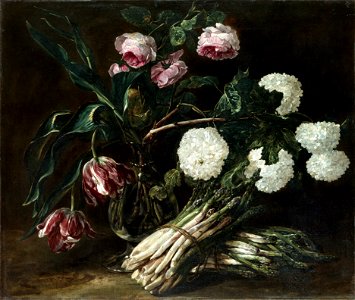 Jan Fyt - Vase of Flowers and two Bunch of Asparagus