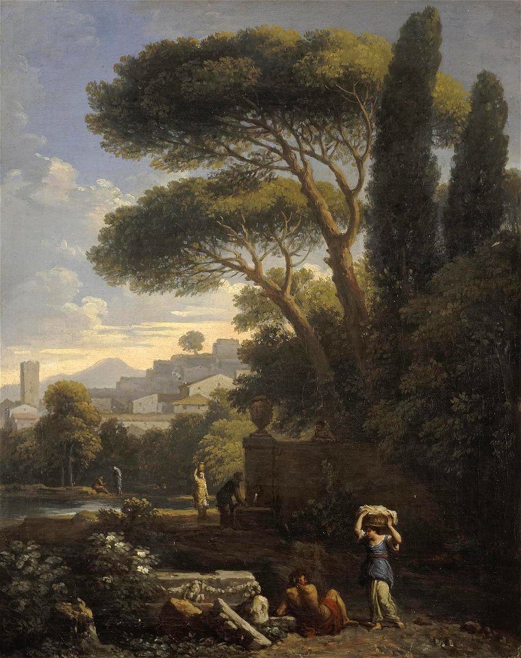 Jan Frans van Bloemen - Landscape in Latium with Three Female Figures by a Fountain