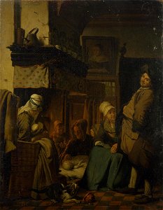 Jan Josef Horemans the Elder - Genre scene around the fireplace