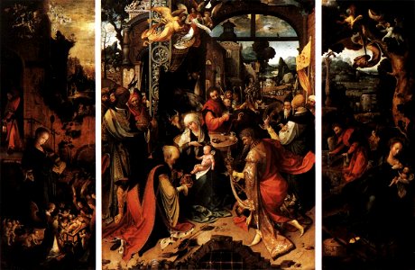 Jan de Beer - Triptych - WGA1559. Free illustration for personal and commercial use.
