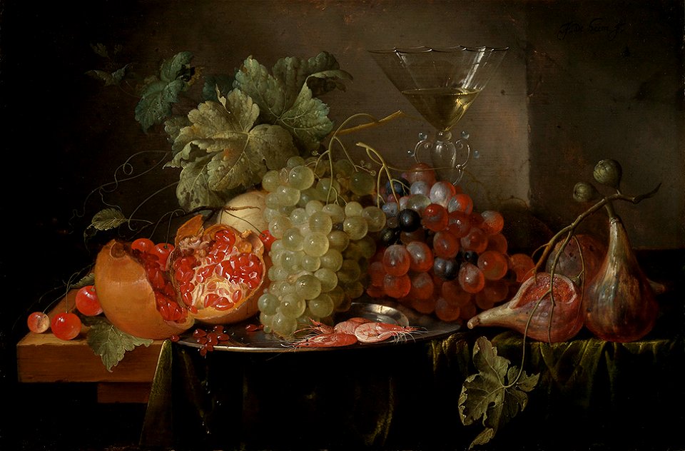 Jan Davidsz. de Heem - Fruchtstilleben mit gefülltem Weinglas - 362 - Staatliche Kunsthalle Karlsruhe