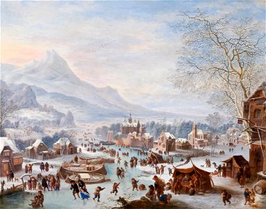 Jan Griffier - Winter Scene with Skaters - Google Art Project