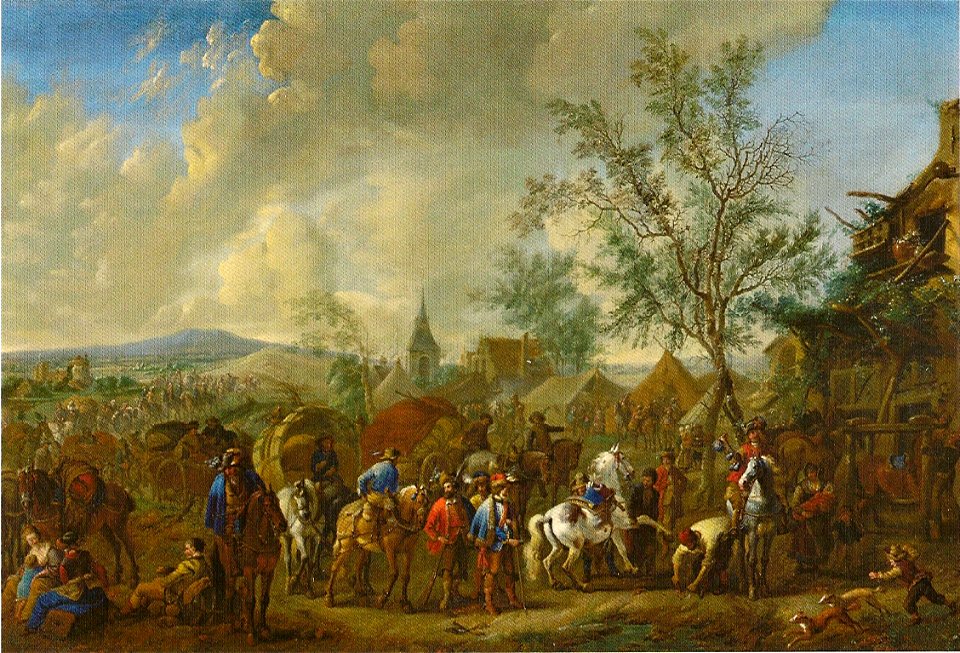 Jan Frans van Bredael (I) - Lagerszene vor einem Dorf