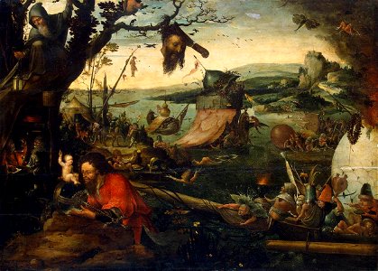 Jan Mandijn - Landscape with the Legend of St Christopher - WGA13917. Free illustration for personal and commercial use.