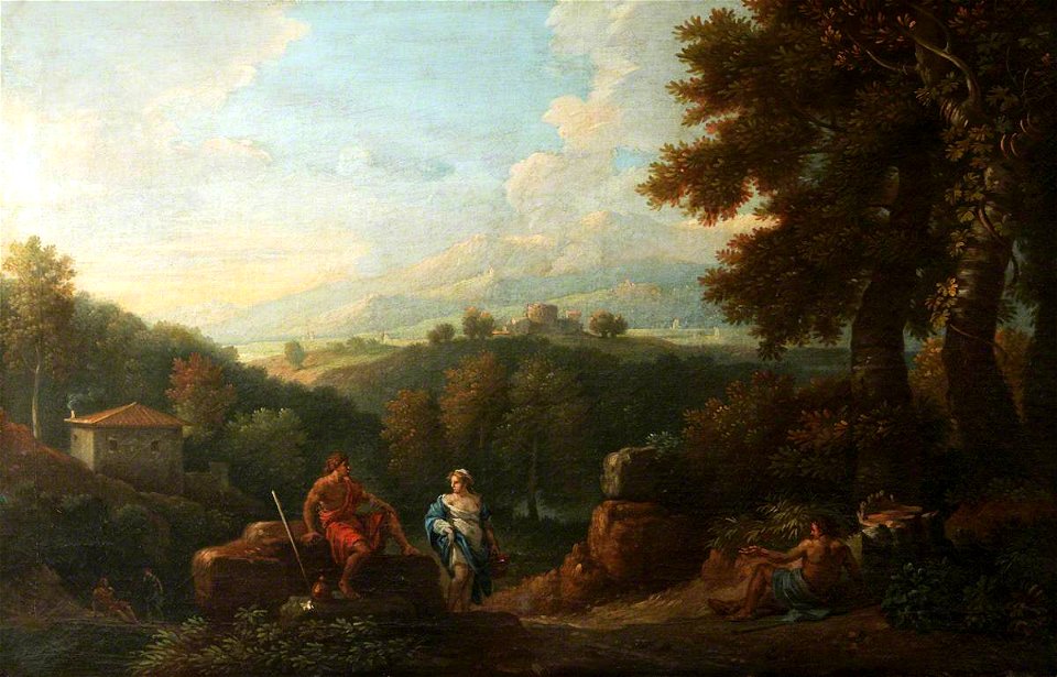 Jan Frans van Bloemen (1662-1749) - A Woman Conversing with Two Men on a Path - 1151338 - National Trust