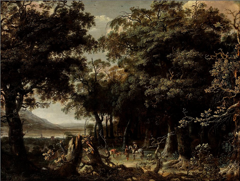 Jan Looten - Bosgezicht met valkenier - 1464 (OK) - Museum Boijmans Van Beuningen