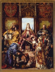 Jan Matejko - Founding of the Academy, 1361–1399–1400 AD, from the series “History of Civilization in Poland” - MP 3896 MNW - National Museum in Warsaw. Free illustration for personal and commercial use.