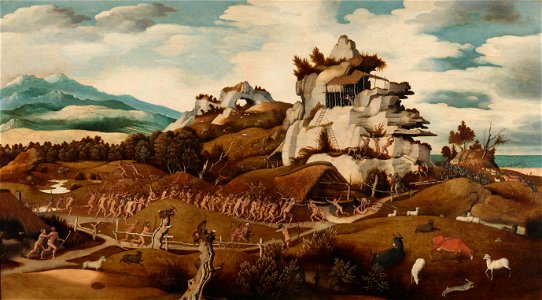 Jan Jansz Mostaert - Landschap met een episode uit de verovering van Amerika - NK3259 - Rijksmuseum
