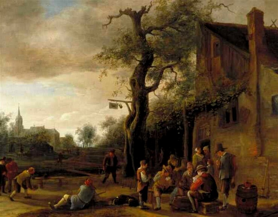 Jan Havicksz. Steen - Kaartspelers en kegelaars bij een herberg - 3377 (OK) - Museum Boijmans Van Beuningen