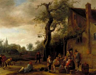Jan Havicksz. Steen - Kaartspelers en kegelaars bij een herberg - 3377 (OK) - Museum Boijmans Van Beuningen