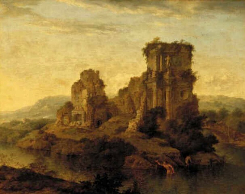 Jan Griffier (I) - Italianiserend landschap met badende figuren - 1101 (OK) - Museum Boijmans Van Beuningen