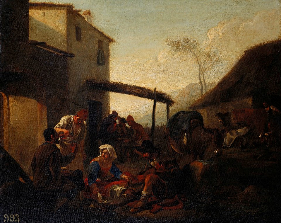 Jan Miel (Vlaardingen 1599 - Turin 1663) - Italian Peasants outside a Tavern - RCIN 403905 - Royal Collection