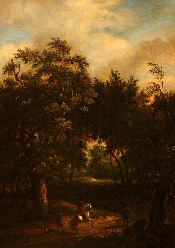 Jan Hackaert (1628-c.1685) (style of) - A Wooded Landscape with a Rider on a Prancing White Horse - 631130 - National Trust