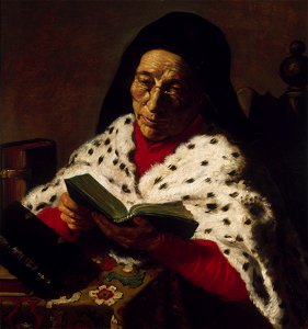 Jan Lievens - Old Woman Reading - Cat487. Free illustration for personal and commercial use.
