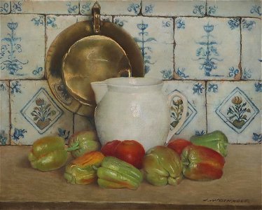 Jan Ingenhoes Küchenstillleben mit Paprika