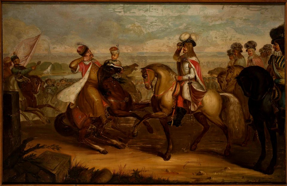Jan Krzysztof Damel - King John III Sobieski meets emperor Leopold at Vienna, replica - MP 4569 MNW - National Museum in Warsaw